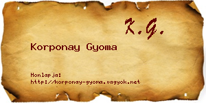 Korponay Gyoma névjegykártya